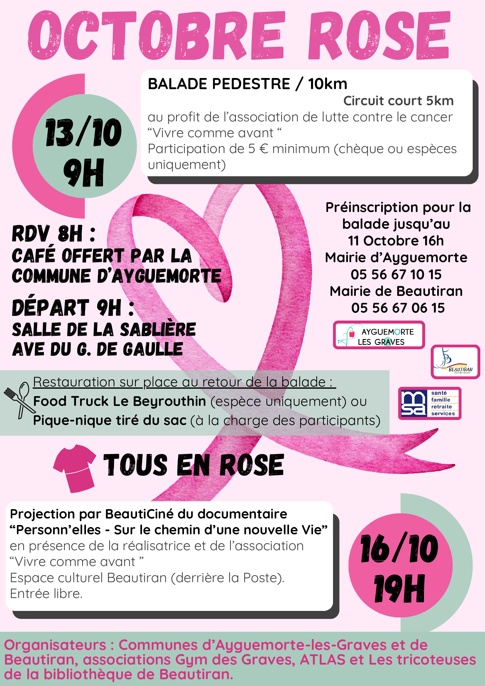 OCTOBRE ROSE : Balade pédestre - Dimanche 13 Octobre 2024