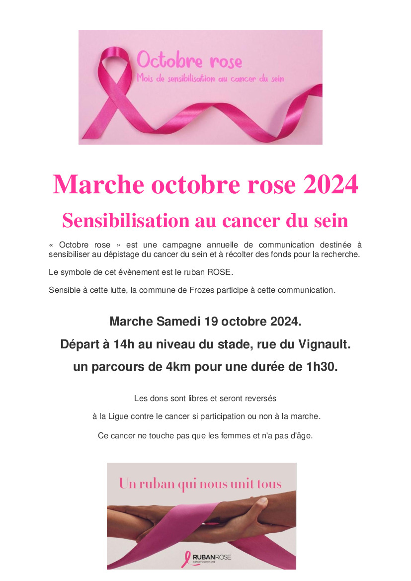 Marche octobre rose samedi 19 octobre