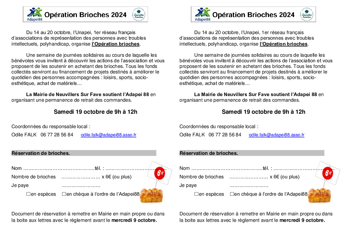 ADAPEI 88 - vente de brioches