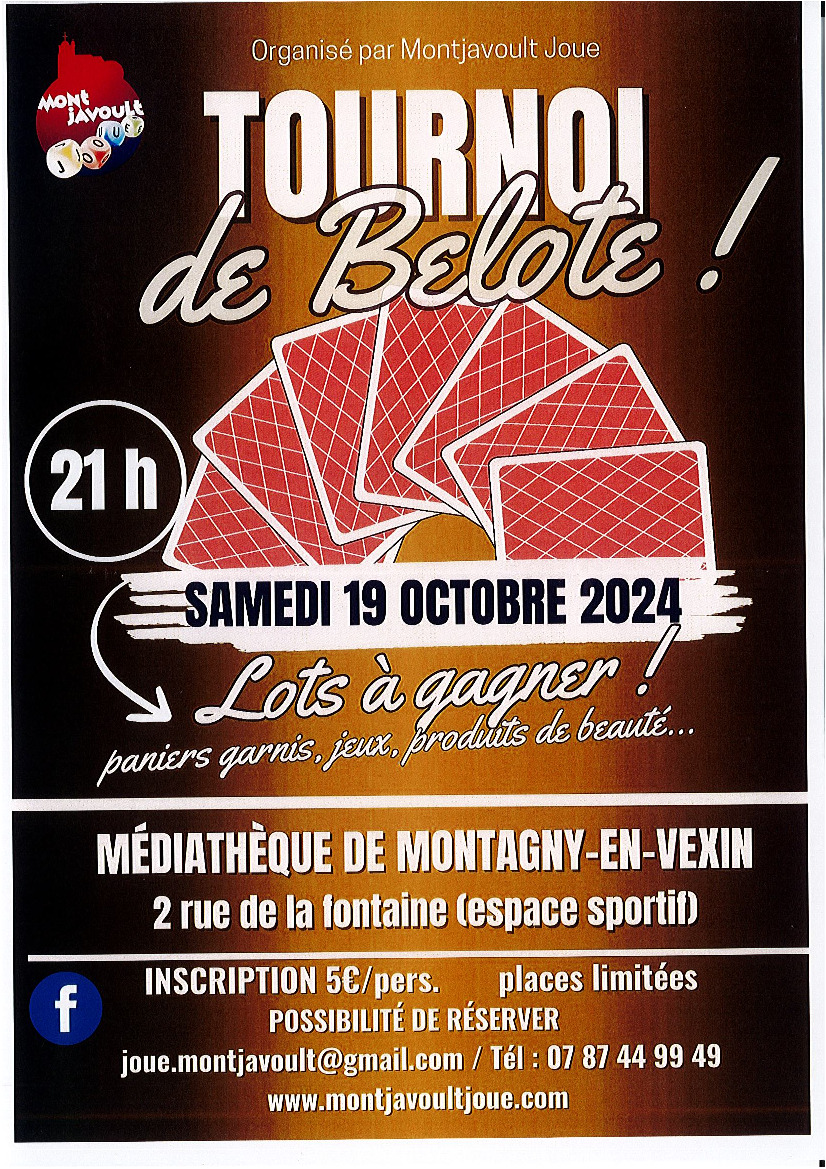 TOURNOI DE BELOTE SAMEDI 19 OCTOBRE à 21 H