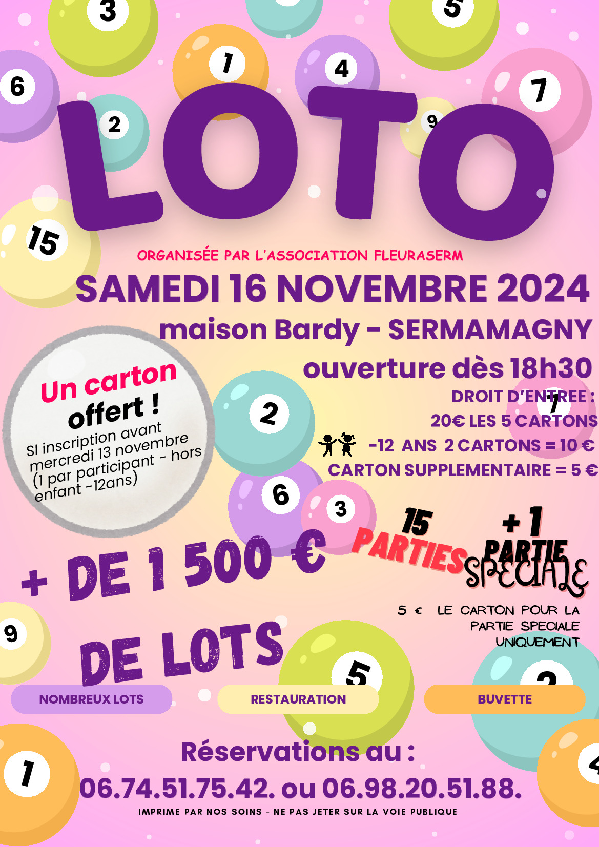 Fleuraserm: Loto samedi 16 Novembre 2024 Maison Bardy