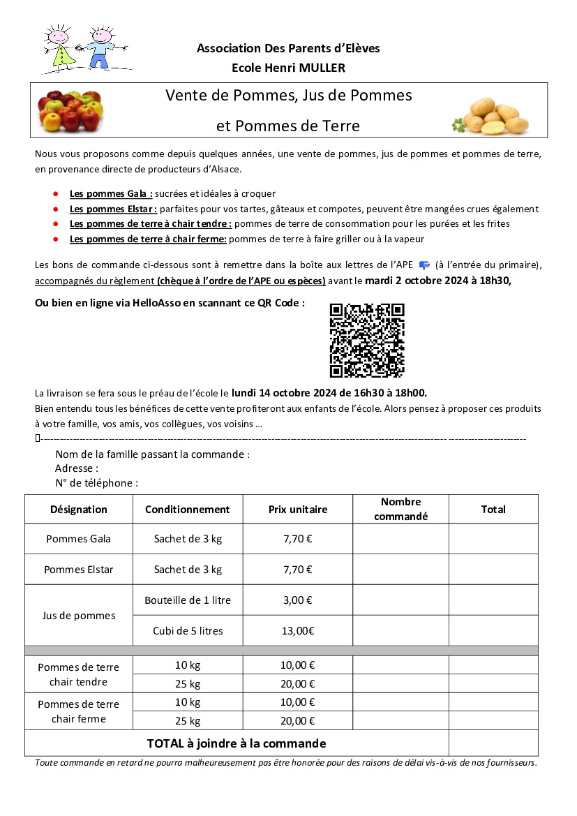 APE : Vente Pommes de terre, Pommes et Jus de pommes