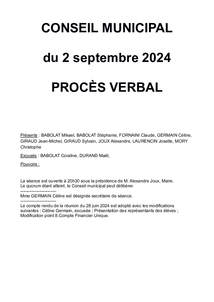 Compte rendu conseil municipal