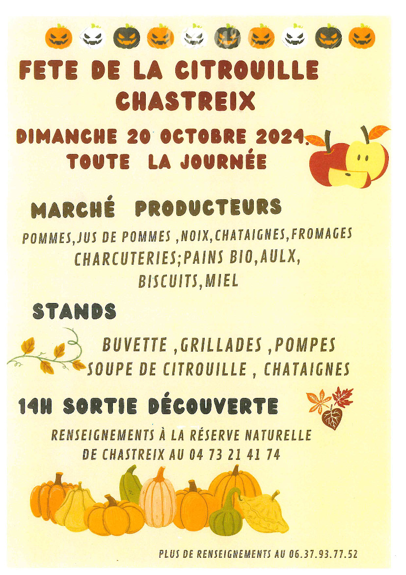 Rappel: Programme de la Fête de la Citrouille (20 oct)