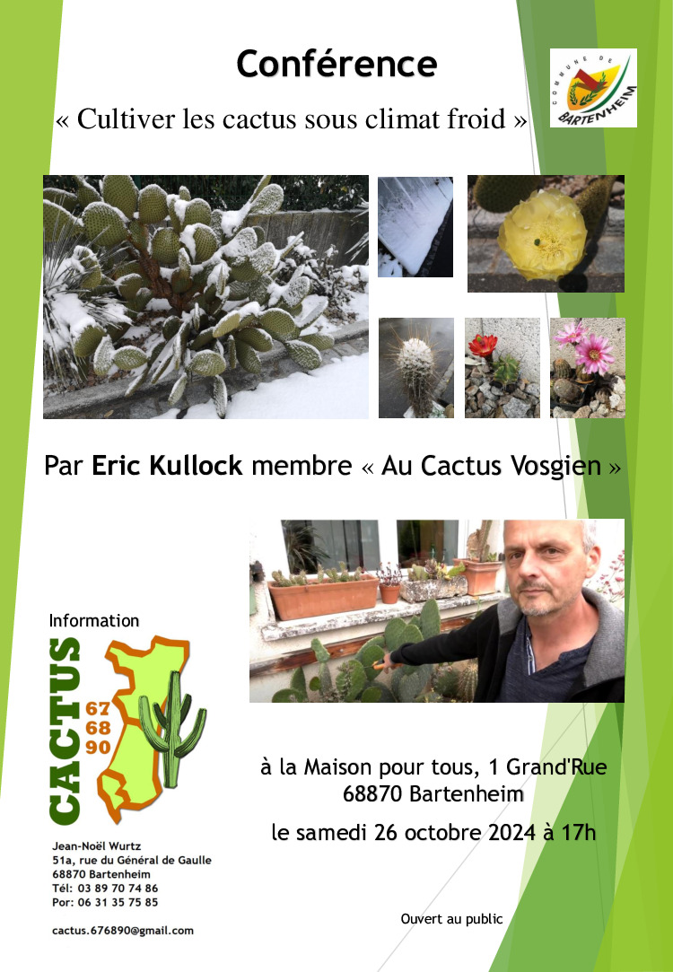 Conférence de l'association Cactus le samedi 26 octobre 2024