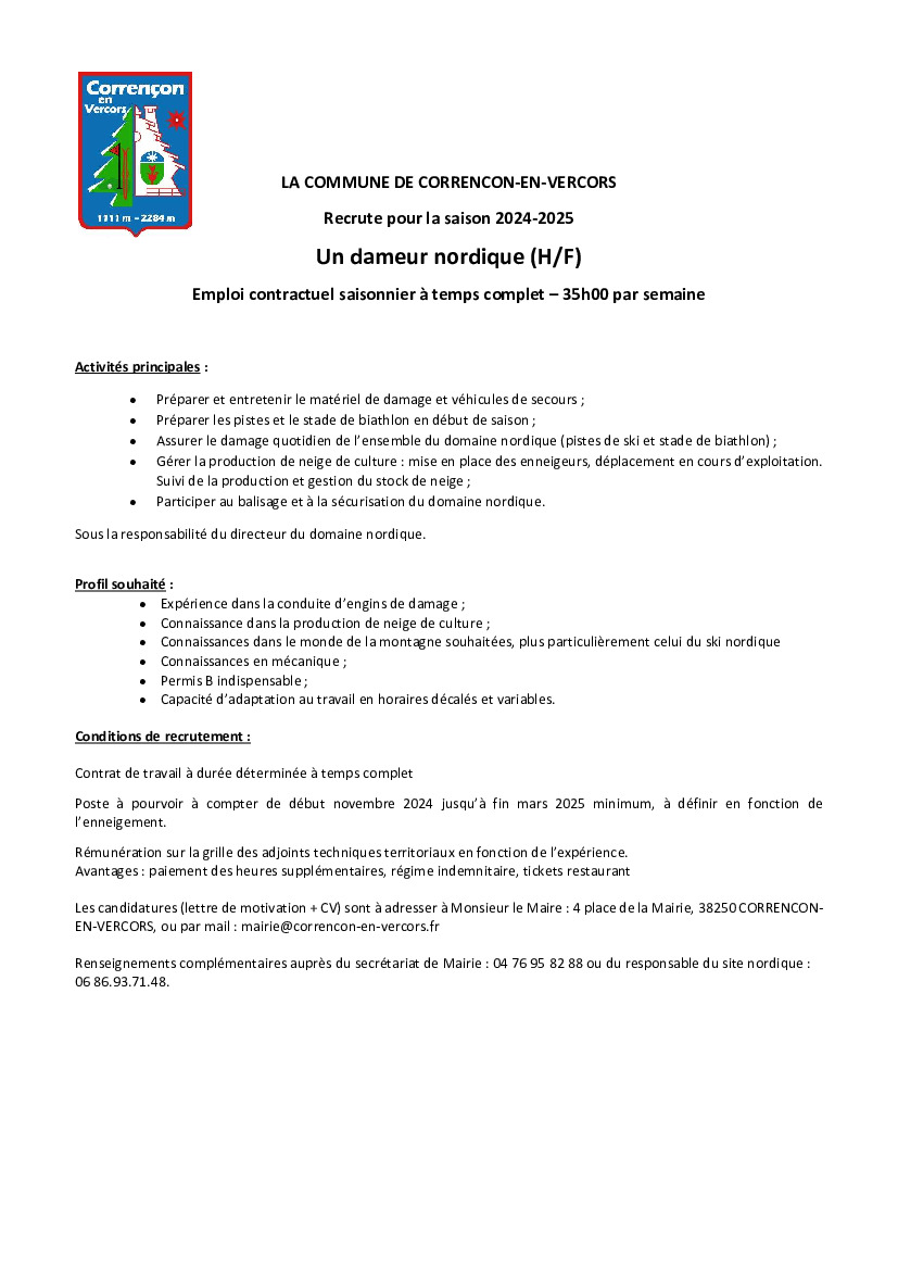 La mairie recrute