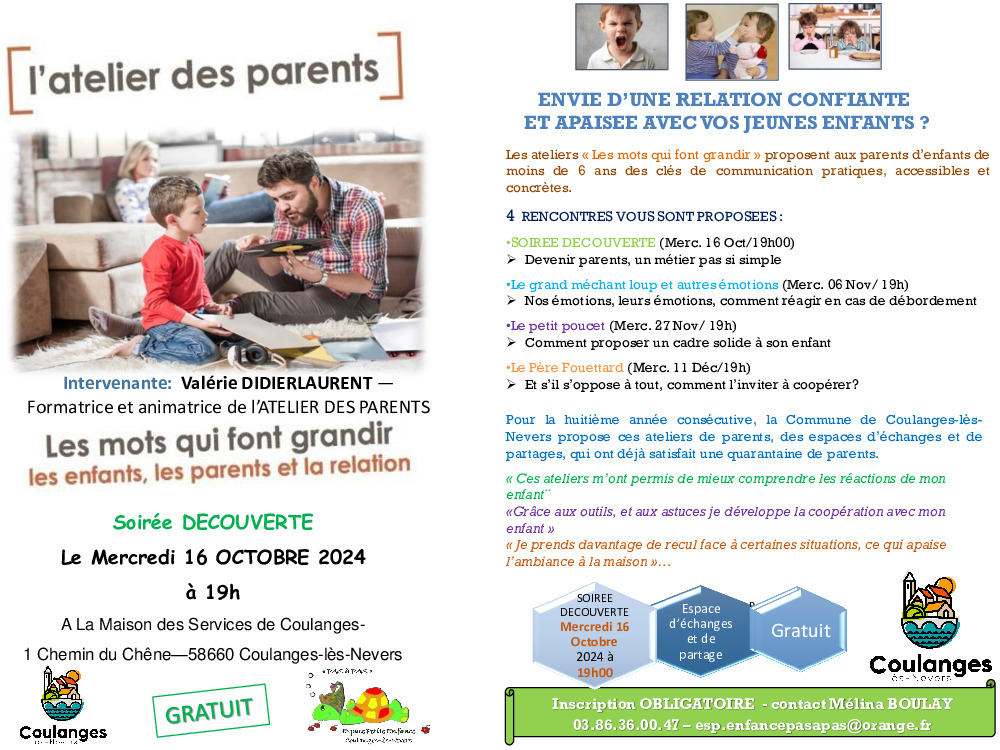 👨‍👩‍👦 Ateliers Parents : Découverte et Échanges