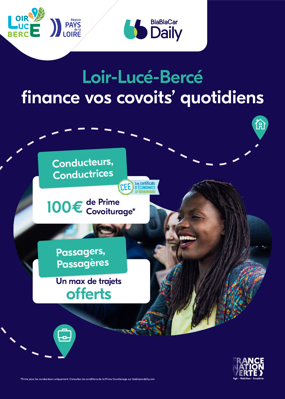 Loir-Lucé-Bercé finance le covoiturage du quotidien !