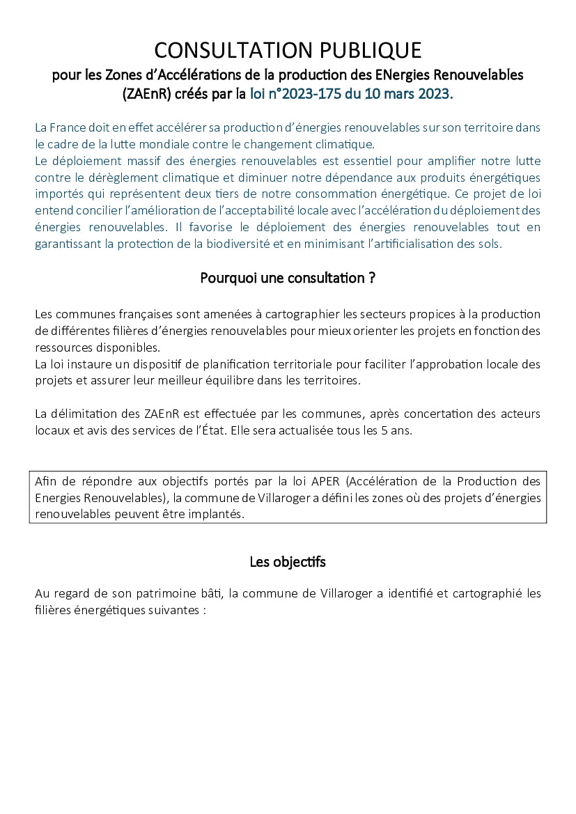 Consultation publique - Energies renouvelables