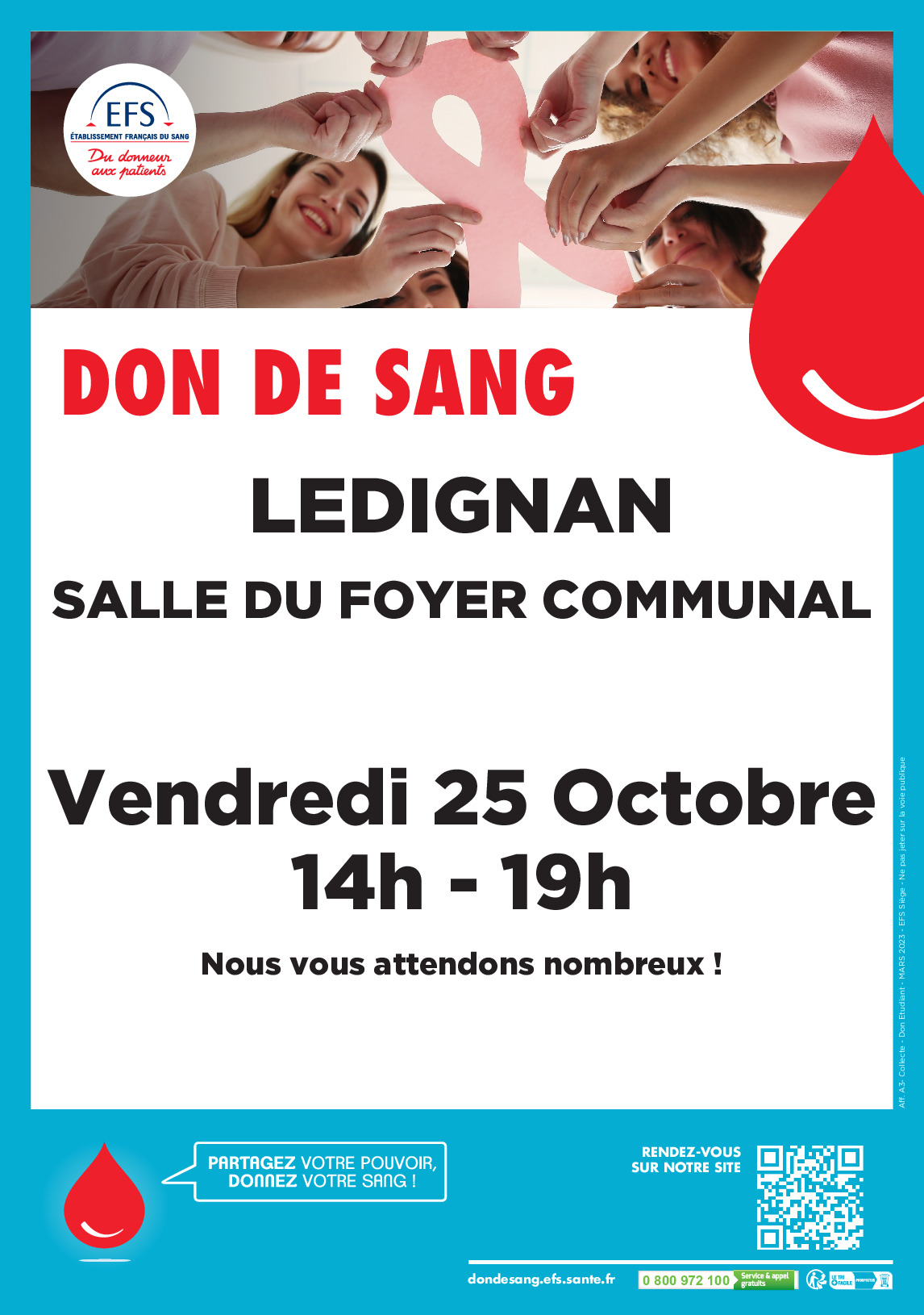 DON DE SANG - 25 Octobre Foyer communal de LEDIGNAN