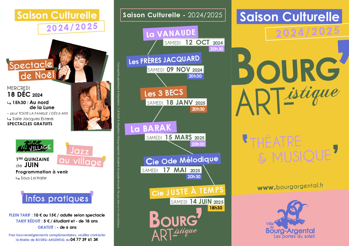 Programme saison culturelle de BOURG-ARGENTAL