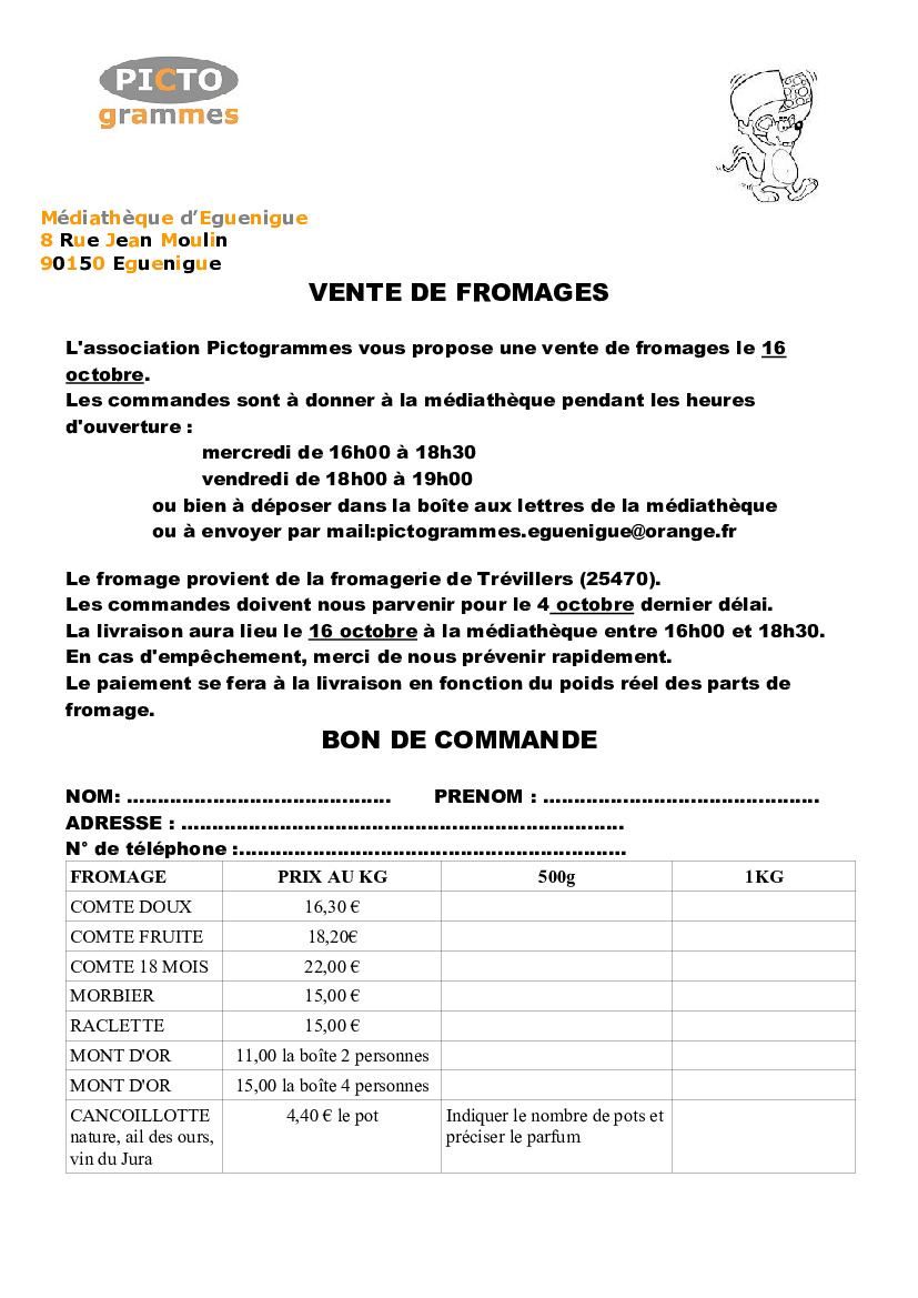 PICTOgrammes Médiathèque Vente de fromage