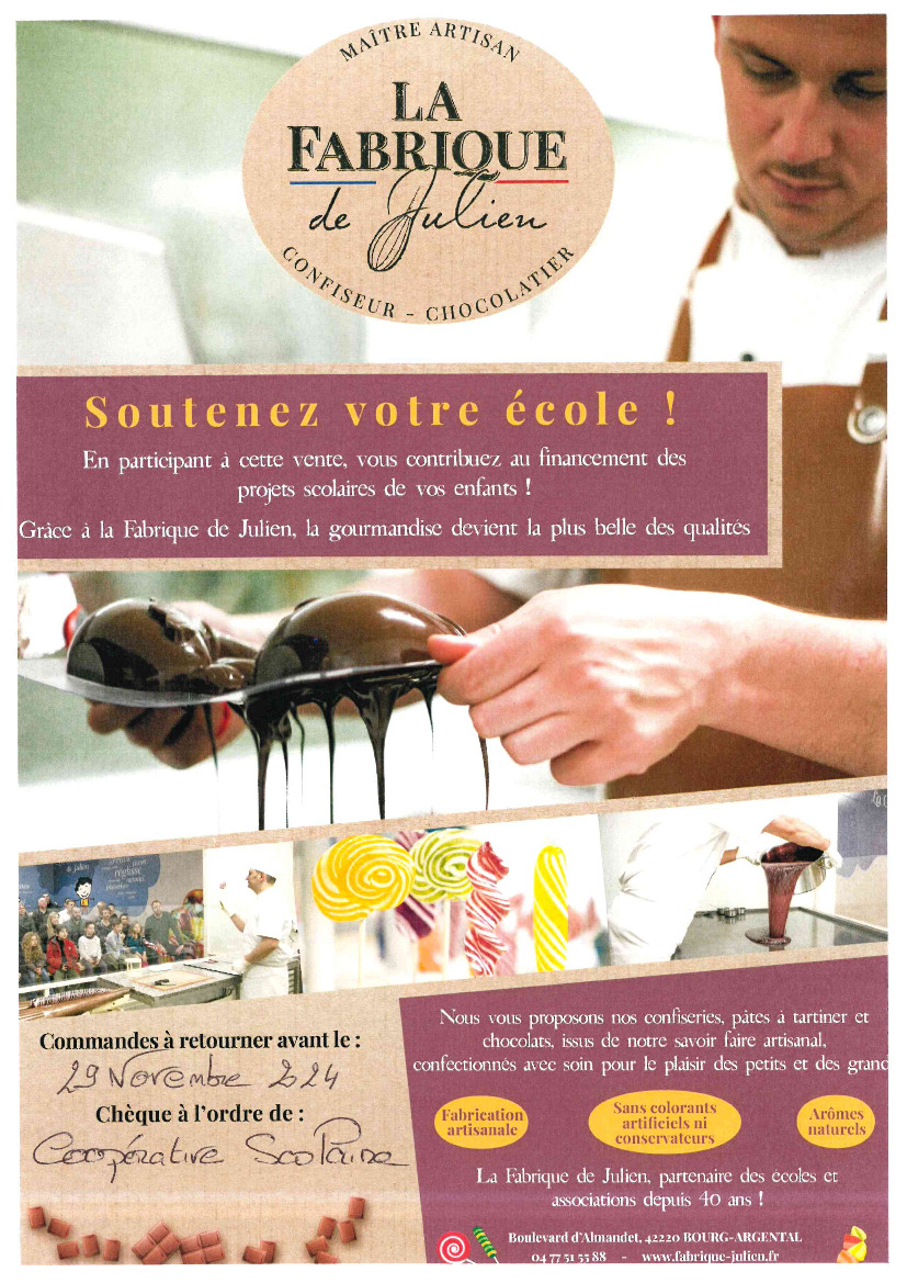 Vente de calendriers et de chocolats