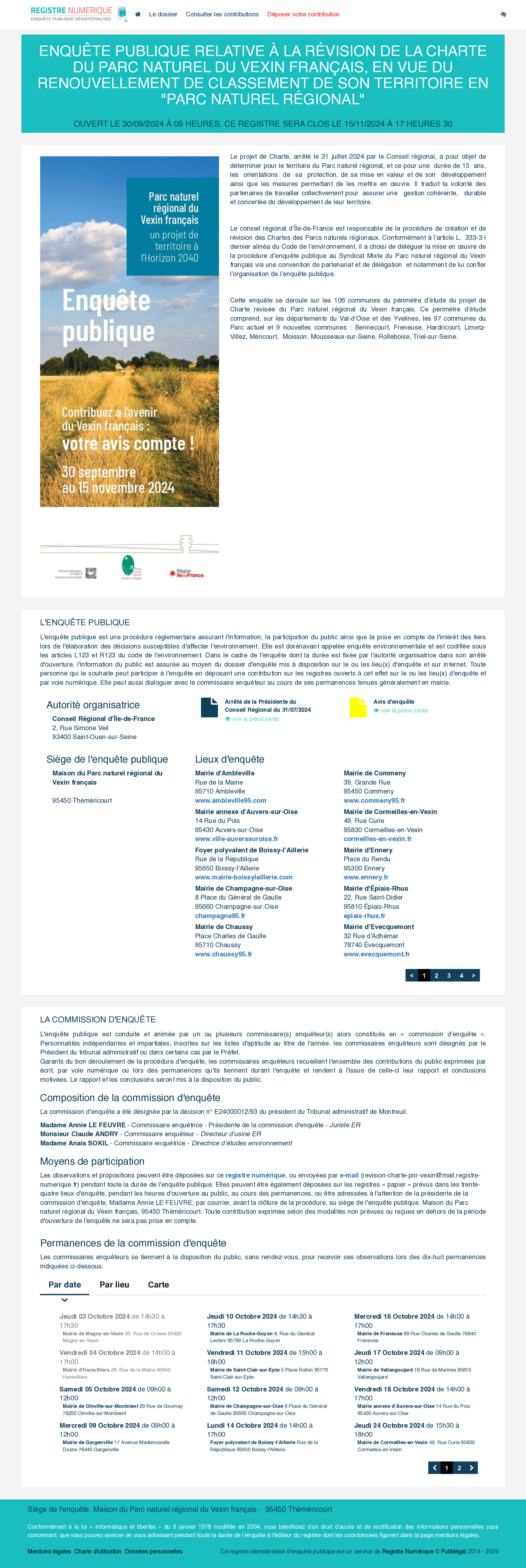 Avis d'enquête publique par le PNR - révision de la charte