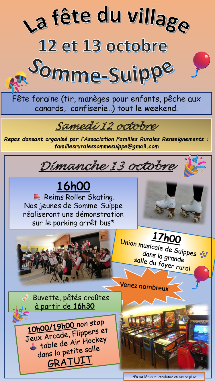 Fête du village Somme Suippe 12 et 13 octobre