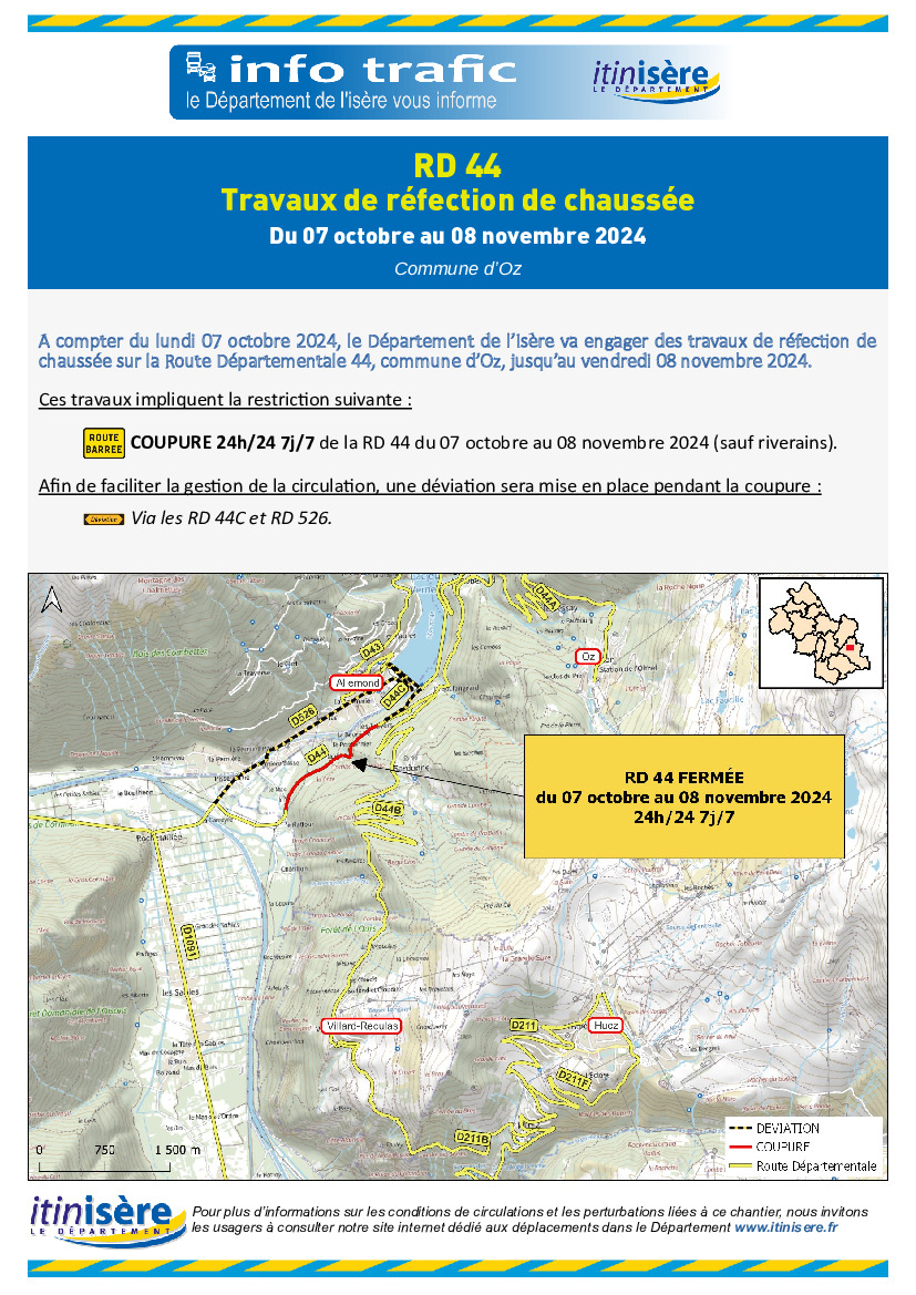 Coupure route entre Ile d'Oz et la Beurrière.