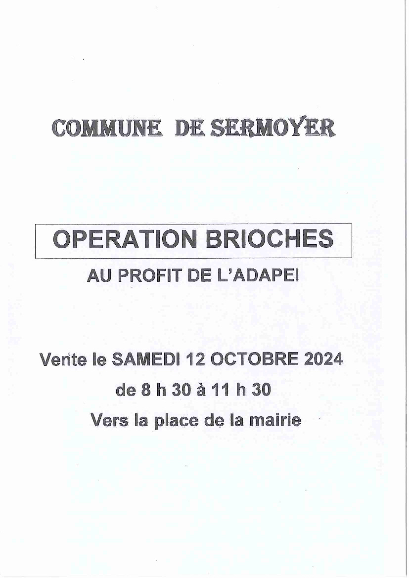 Opération brioches le 12 octobre 2024 de 8h30 à 11h30