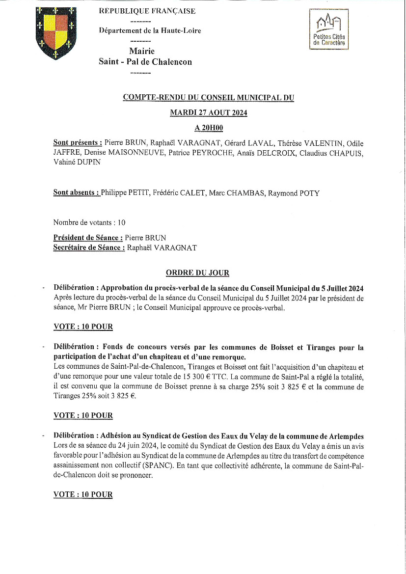 Compte rendu Conseil municipal