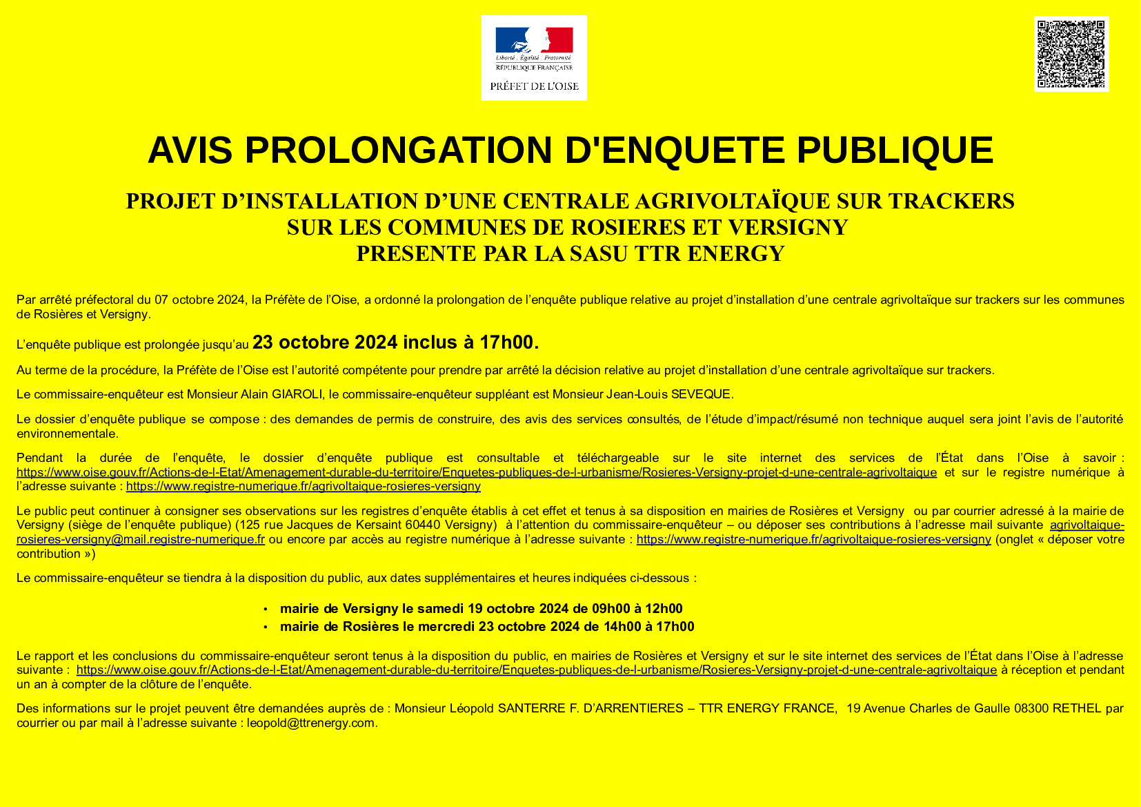 Prolongation de l'enquête publique