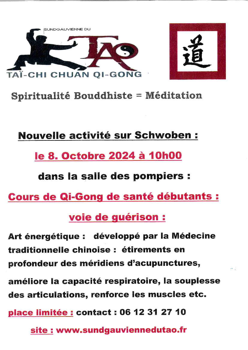 SEANCE GRATUITE DE TAI-CHI CHUAN QI-GONG AUJOURD'HUI 10  H