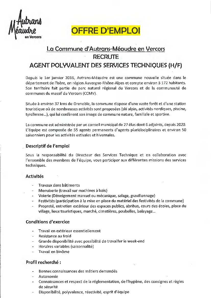 OFFRE D'EMPLOI