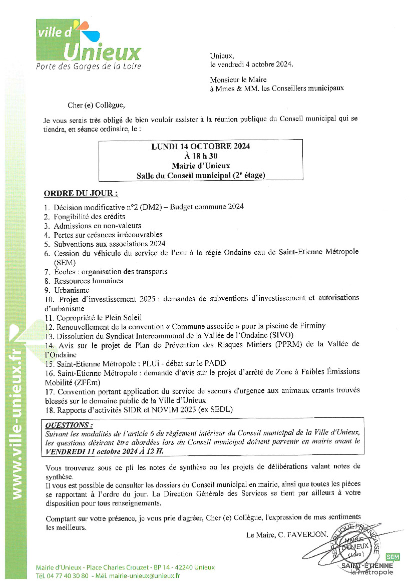 📅 Prochain Conseil Municipal