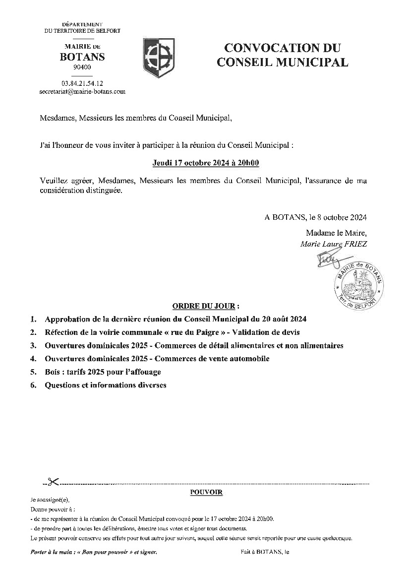 CONSEIL MUNICIPAL / 17.10.2024