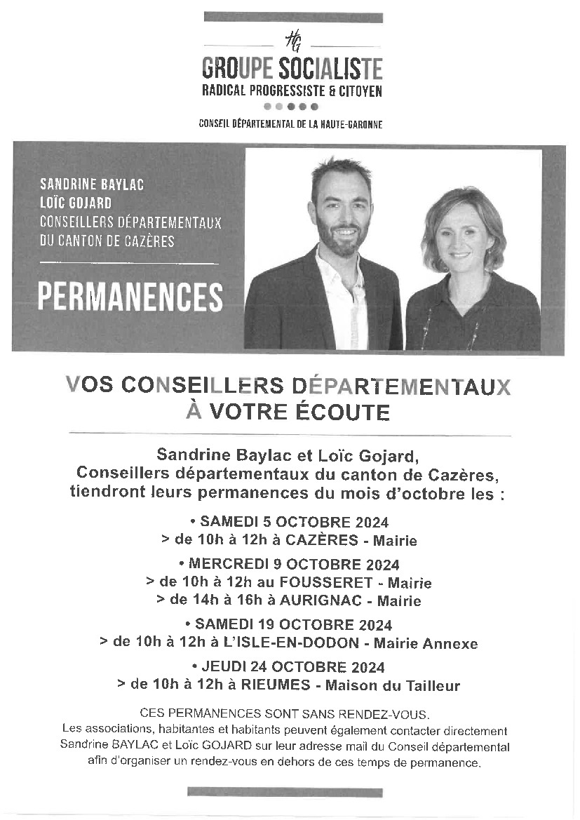 Permanences Conseillers départementaux