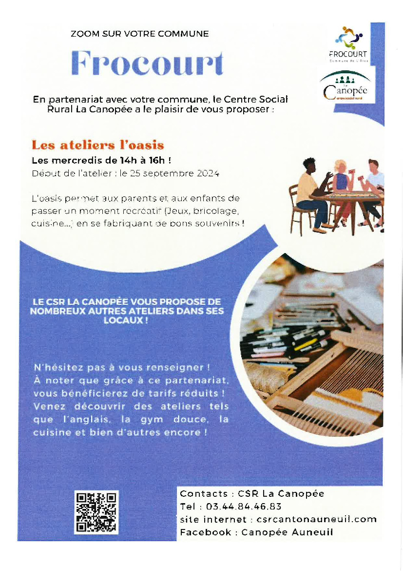 Les ateliers l'Oasis - les prochains RDV