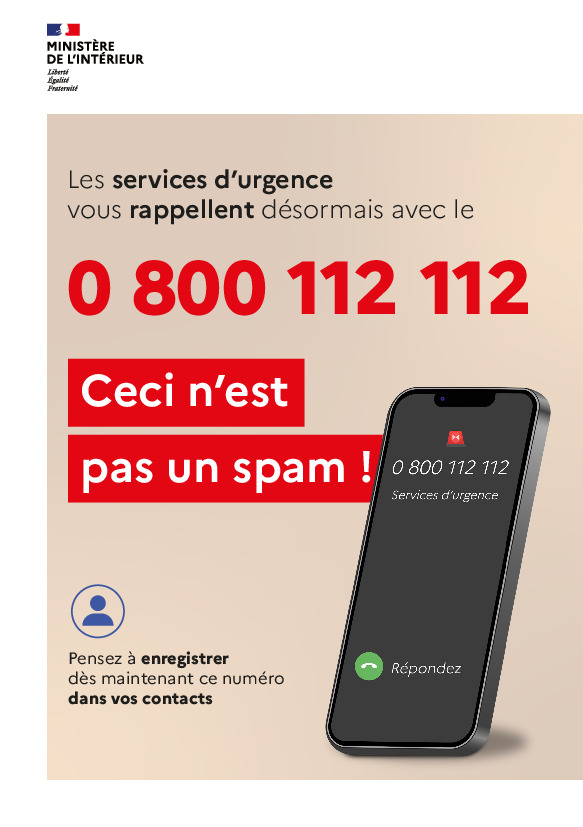 N° service d'urgence 0800 112 112 : CECI N’EST PAS UN SPAM