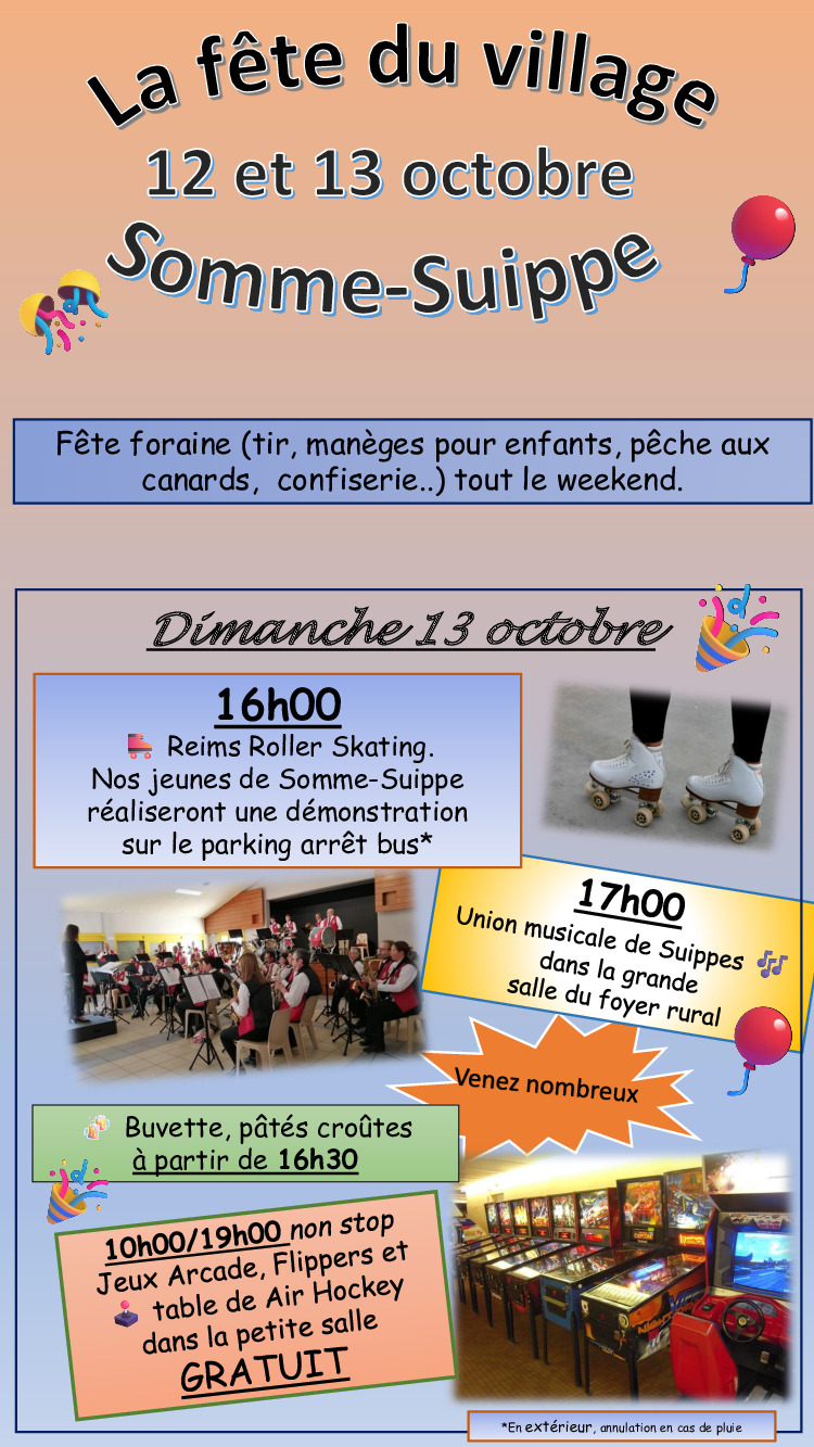 Fêtes village le 12 et 13 octobre Somme-Suippe