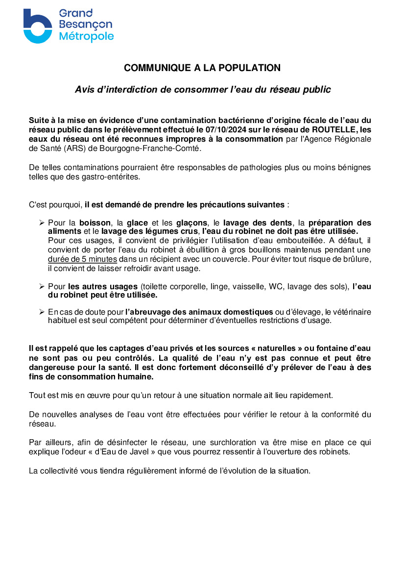 Routelle - Alerte sur la qualité de l'eau (1/1)