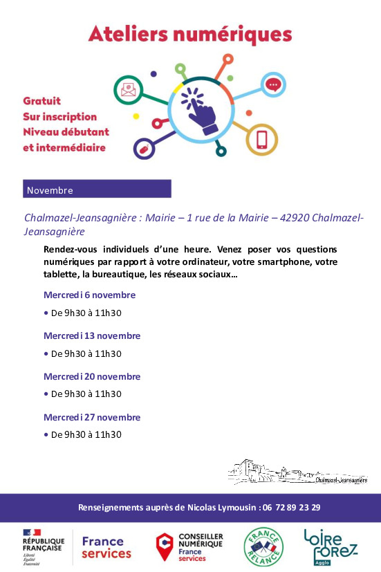 Ateliers numériques France-Services CHALMAZEL novembre 2024