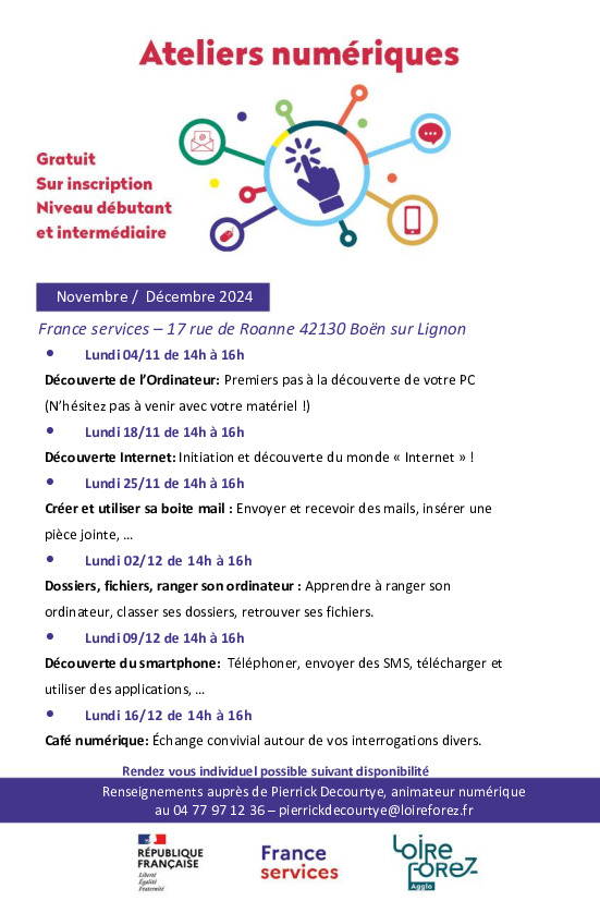 Ateliers numériques France-Services BOEN nov-déc 2024