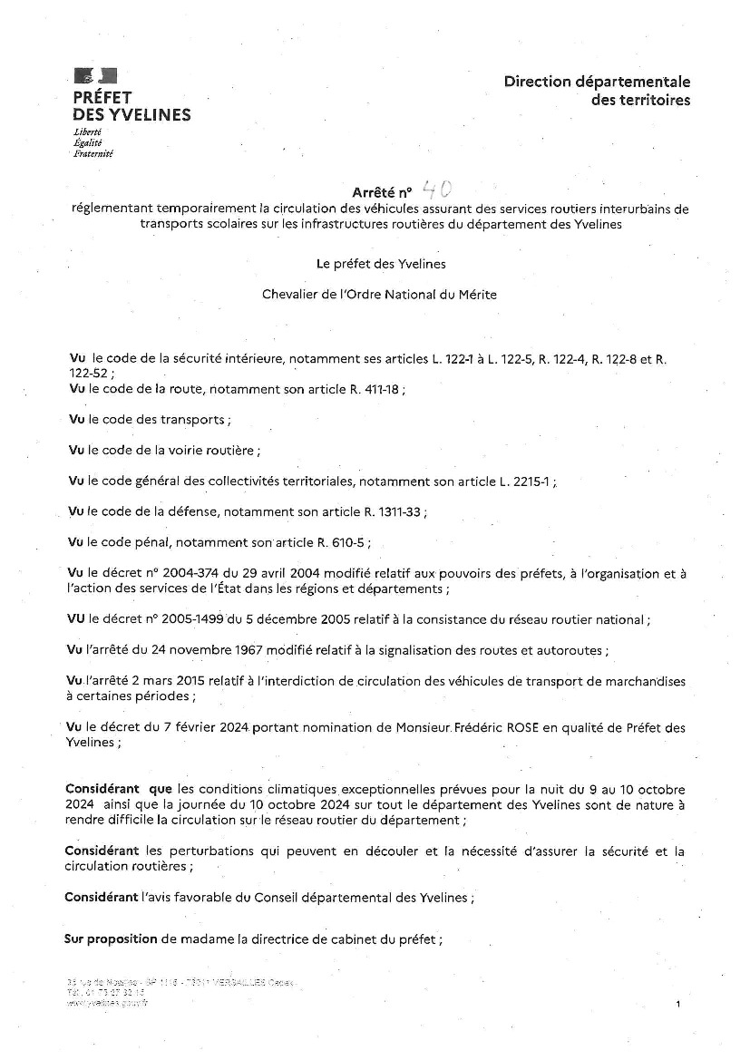 TRANSPORTS SCOLAIRES INTERDITS JEUDI 10 OCTOBRE 2024