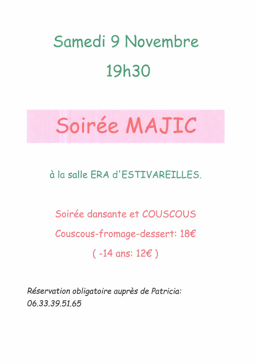 Soirée MAJIC 9 novembre 2024