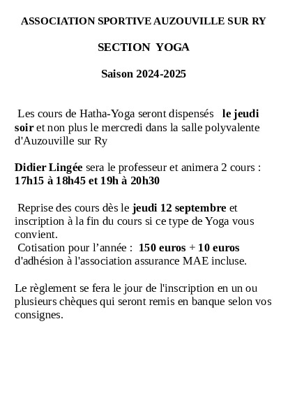 COURS DE YOGA