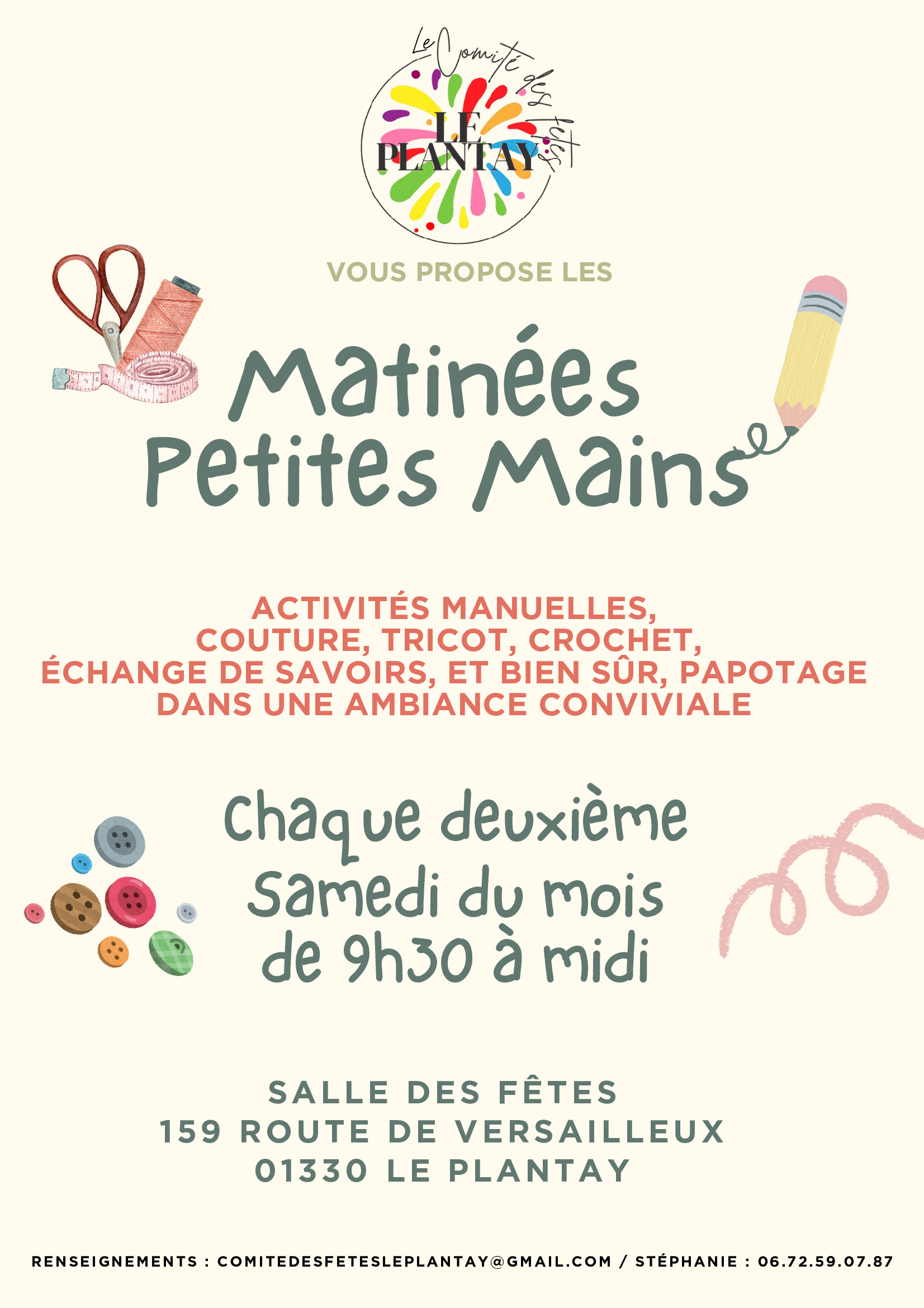 🧶 Matinée Petites Mains SAMEDI 12 OCTOBRE 🧶