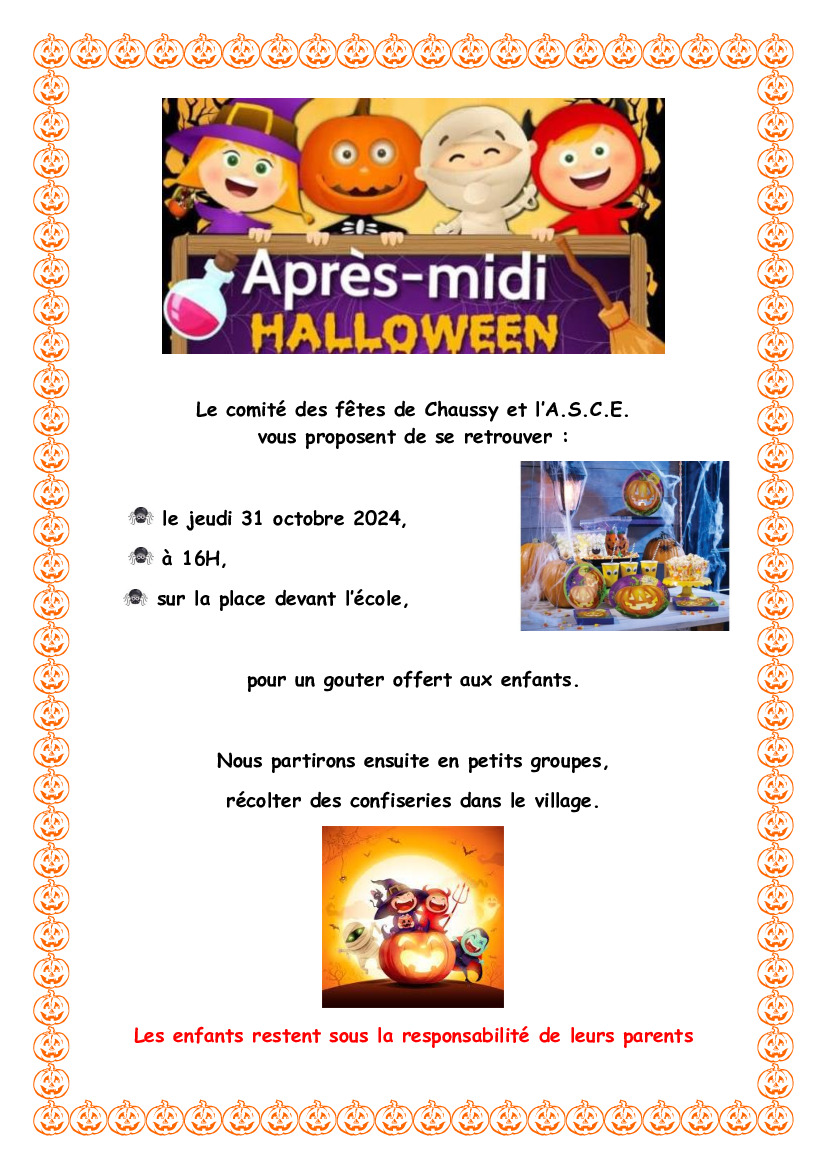 Après-midi Halloween jeudi 31 à 16h