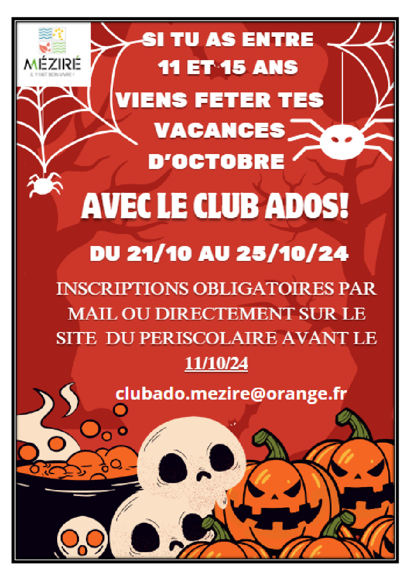 Club ados du 21 au 25 octobre