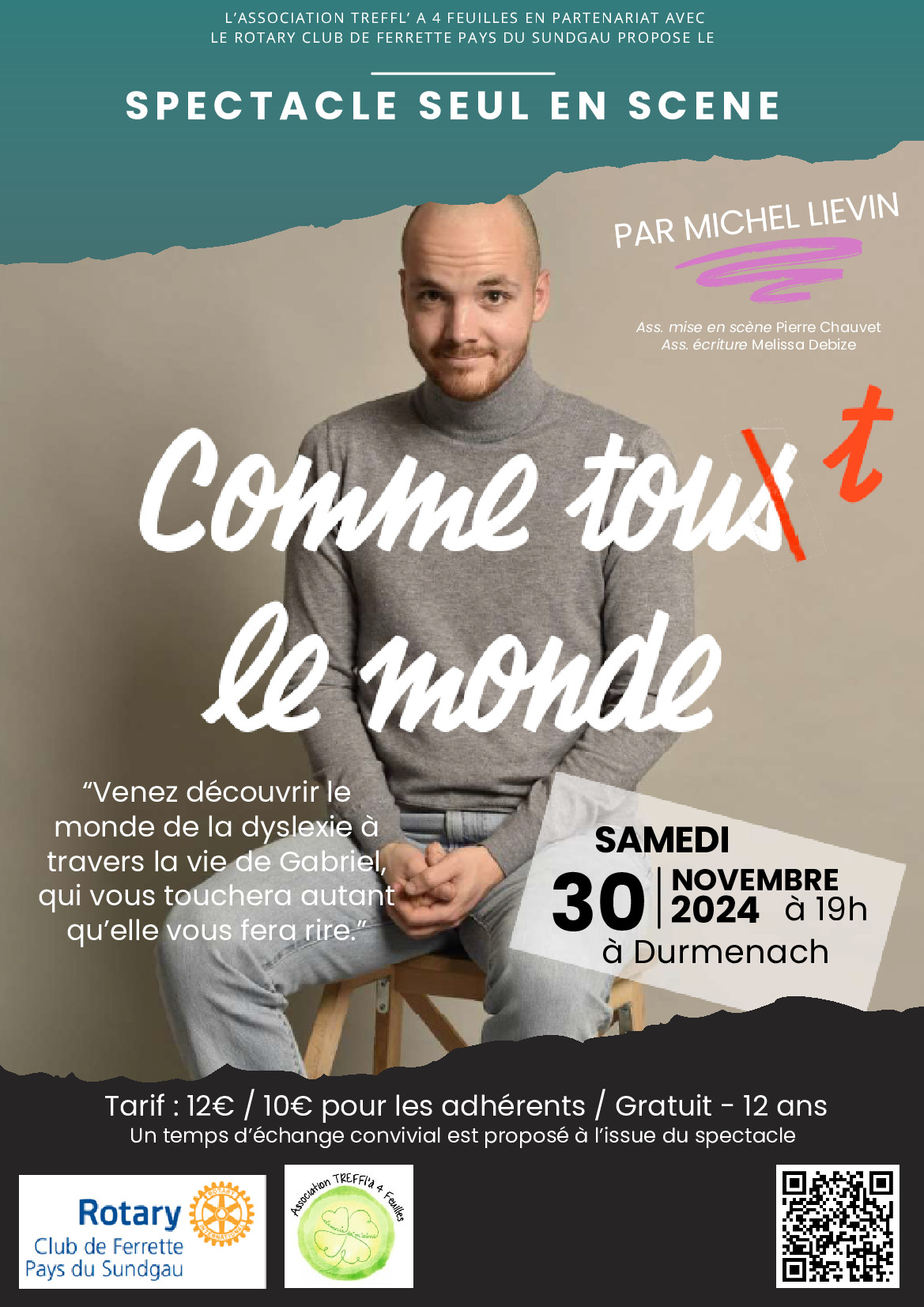 Spectacle par Michel LIEVIN - 30 novembre à Durmenach