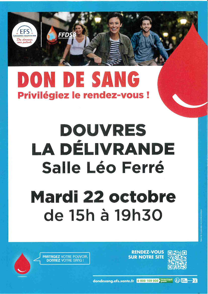 Don du Sang - 22 Octobre 2024