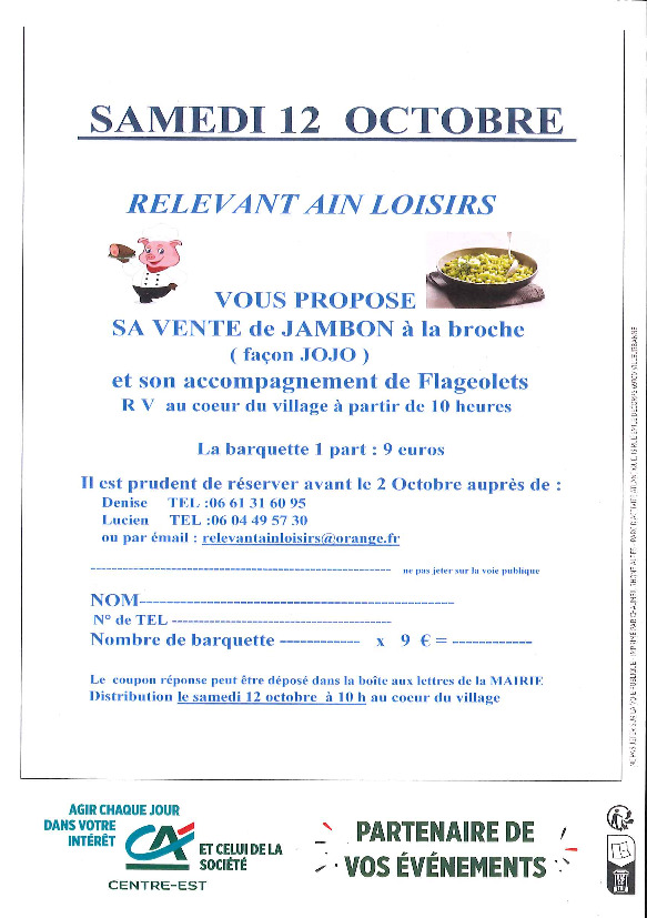 Vente de jambon à la broche par RELEVANT AIN LOISIRS