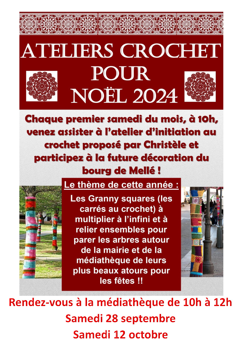 Atelier crochet de Noël: samedi 12 octobre à la médiathèque