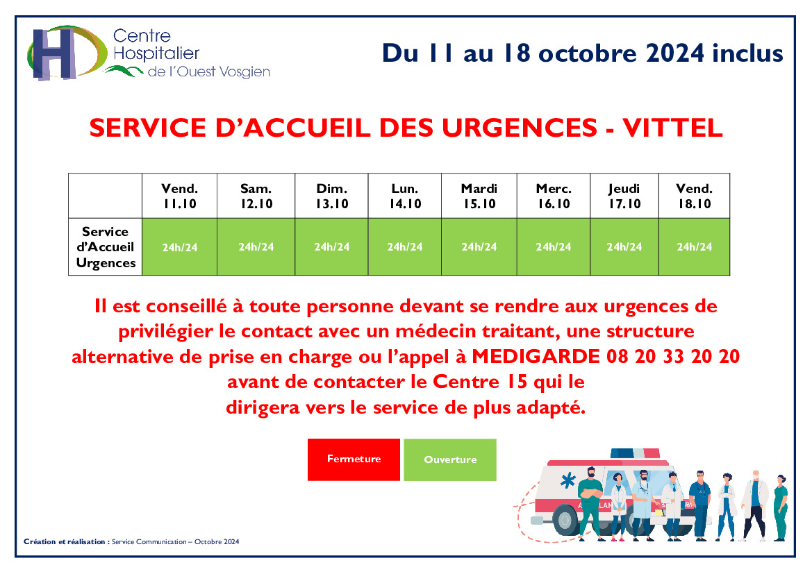 Ouverture des urgences de Vittel du 11 au 18 octobre