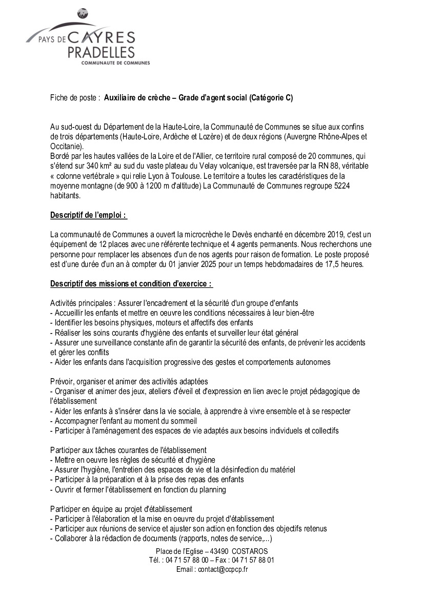 Offre d'emploi