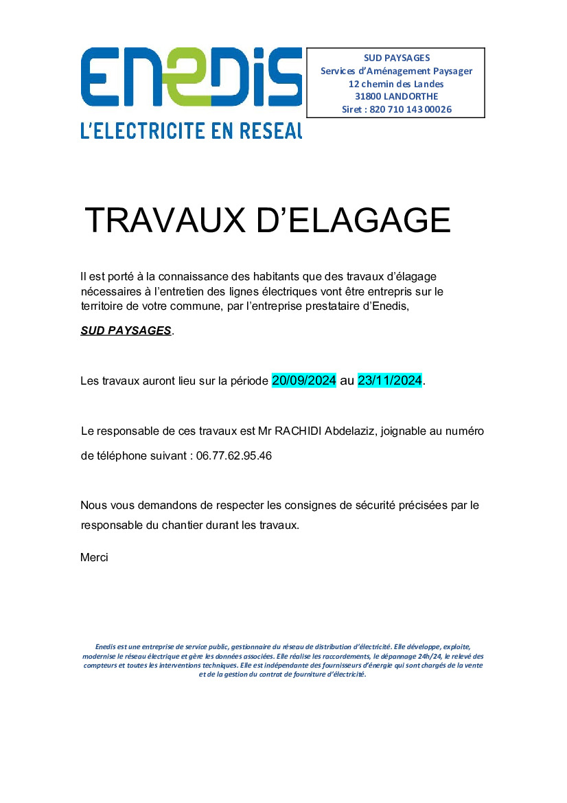 TRAVAUX D'ELAGAGE