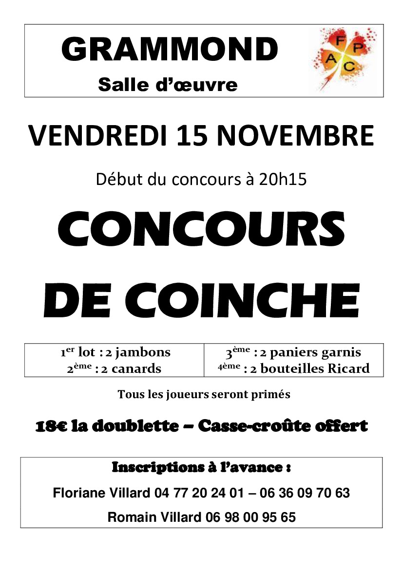 Concours de coinche 17 novembre