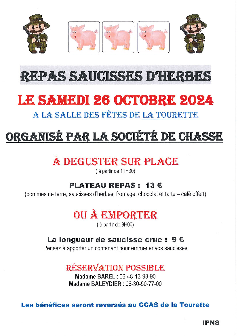 Repas saucisses d'herbes le samedi 26 octobre