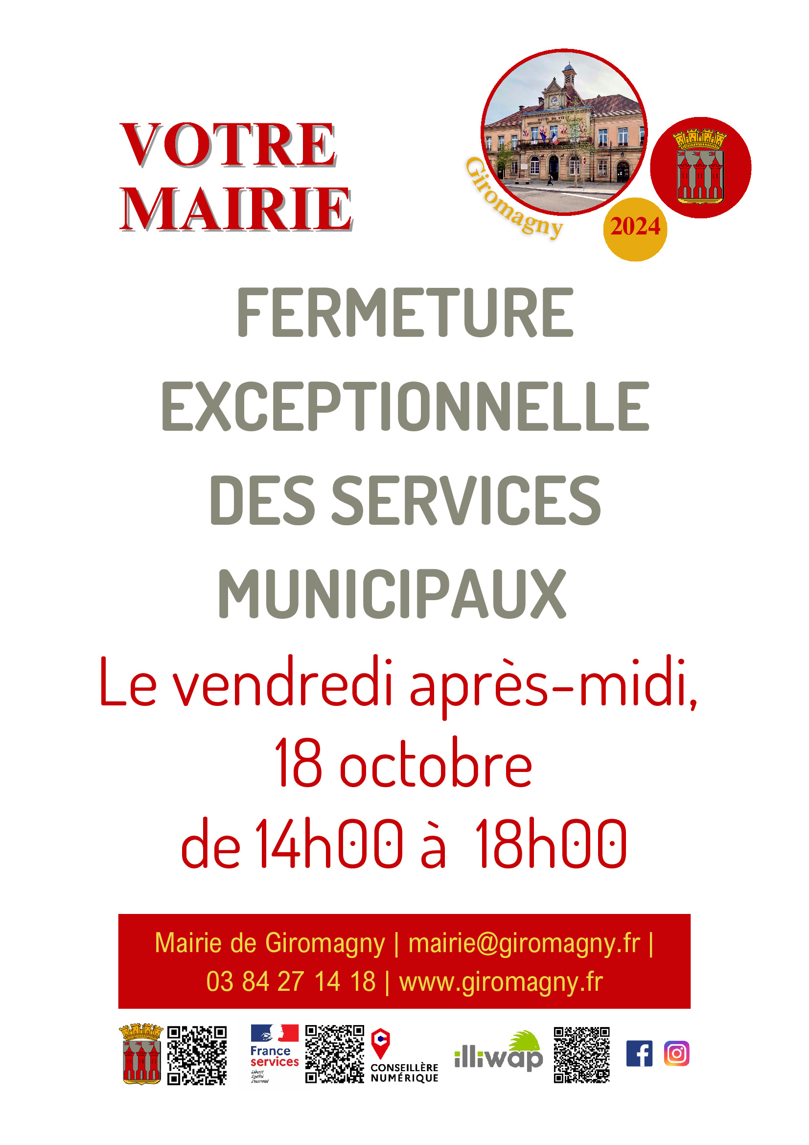 Fermeture exceptionnelle de la mairie vendredi après-midi